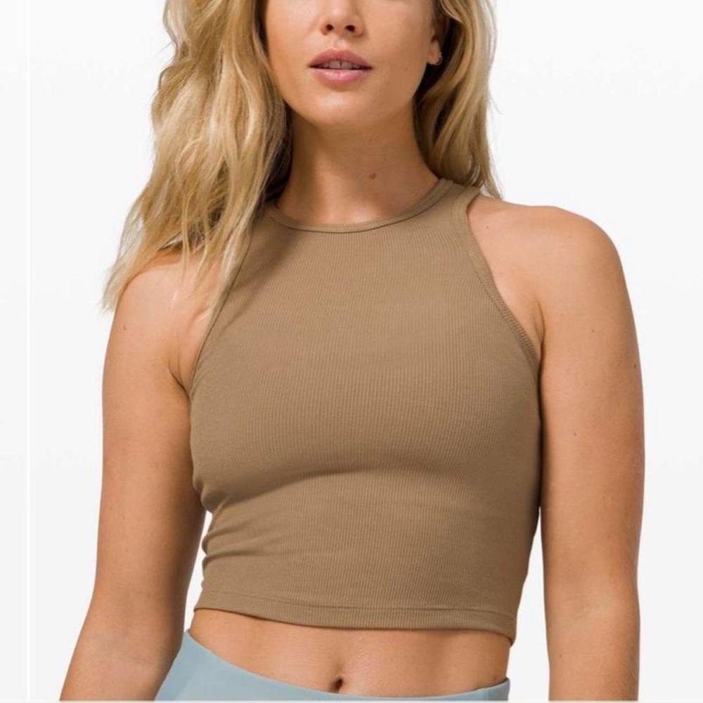 lululemon LA Front Racer Crop Tank Frontier Size S (size cutout).